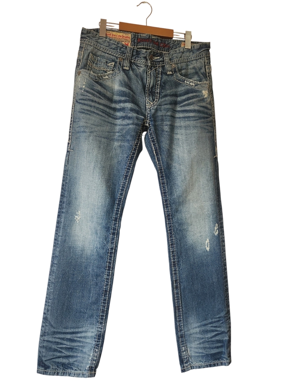 Rivet De Cru Los Andrew Relaxed Straight Premium Denim Jeans Distressed Sz 31x34